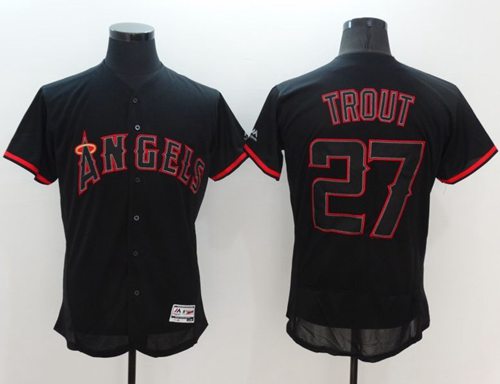 Angels of Anaheim #27 Mike Trout Black Fashion Flexbase Authentic Collection Stitched MLB Jersey